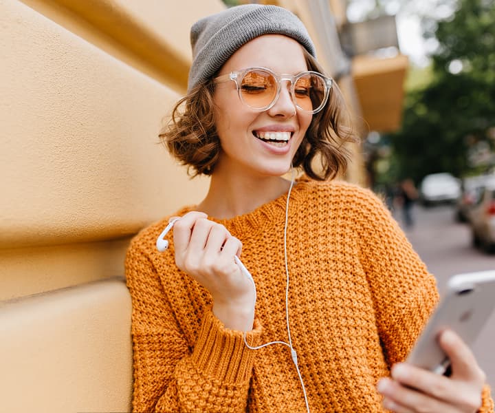 Happy girl in headphones