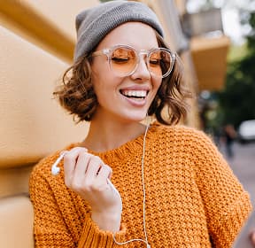 Happy girl in headphones